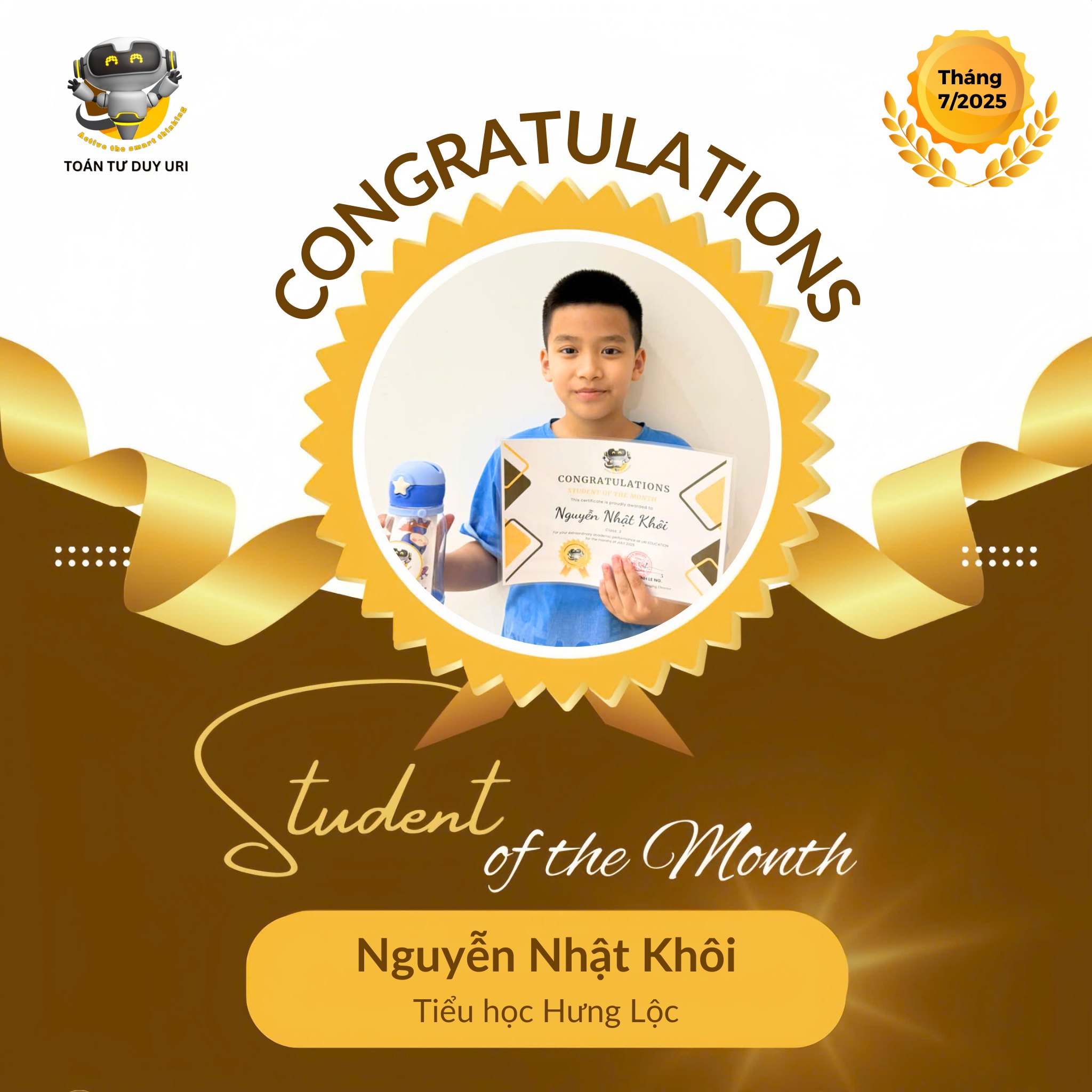 VINH DANH HỌC SINH TIÊU BIỂU THÁNG 7/2025