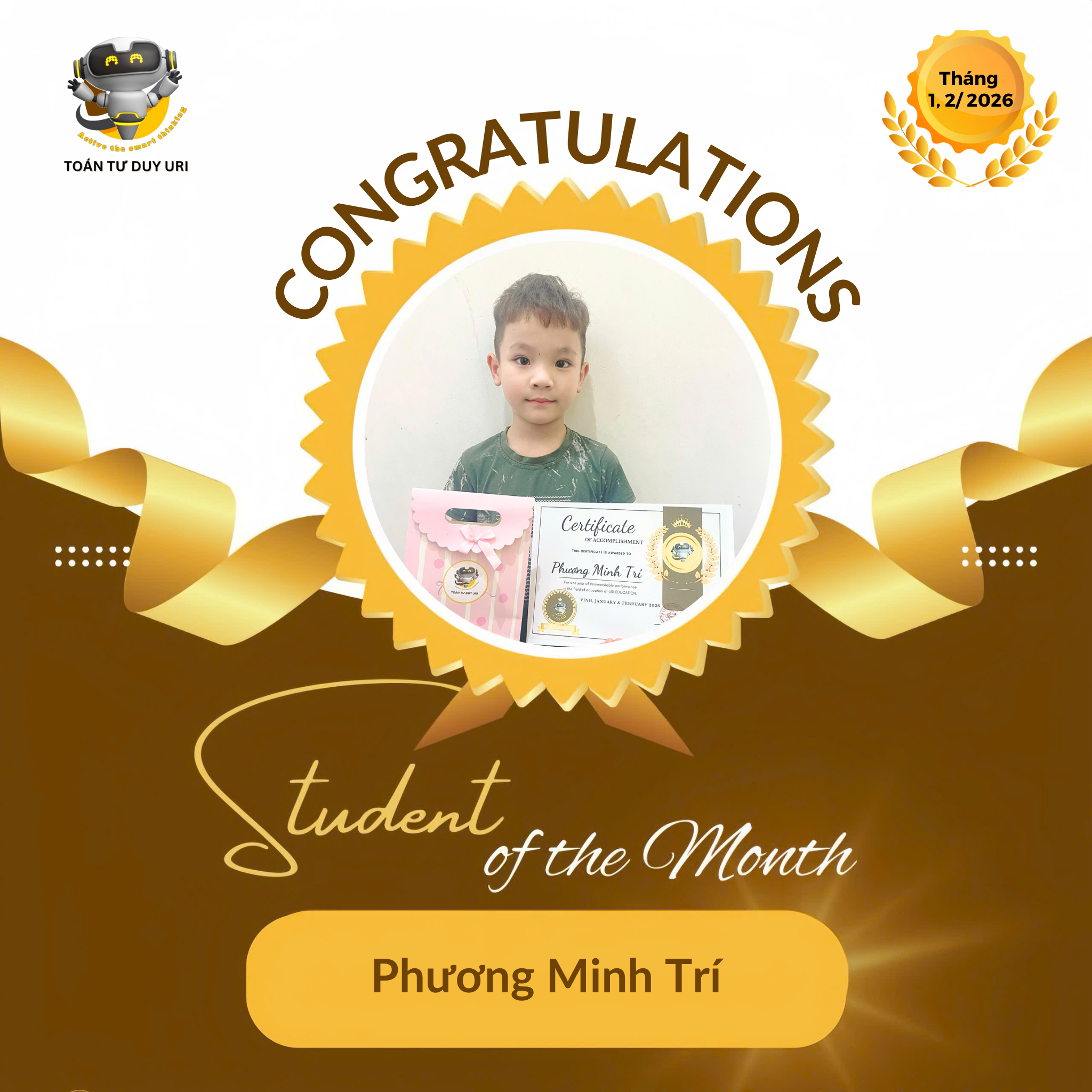 VINH DANH HỌC SINH TIÊU BIỂU THÁNG 1, 2/2026
